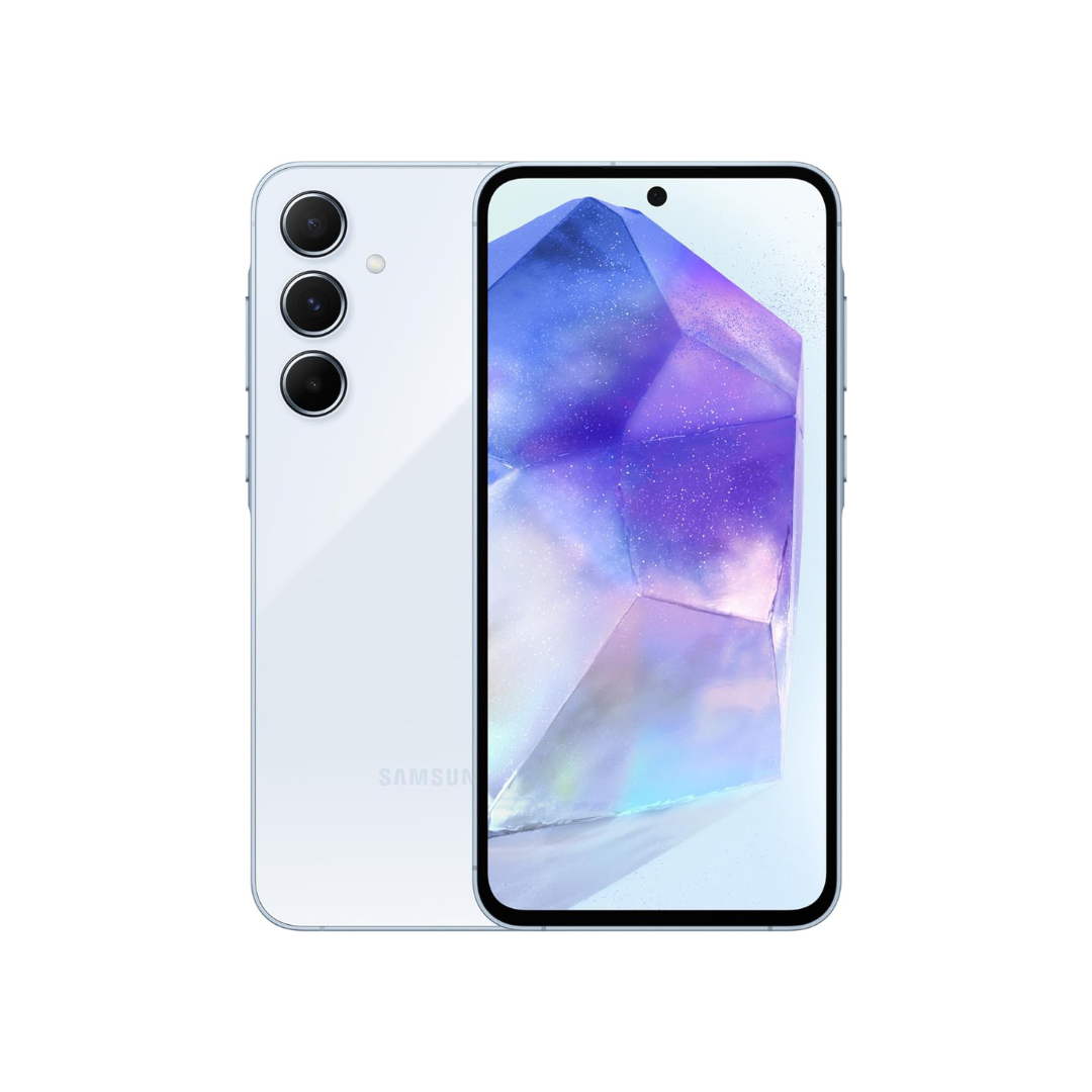 Samsung Galaxy A55 5G, Android Smartphone, Dual SIM Mobile Phone, 8GB RAM, 128GB Storage, Awesome Iceblue (UAE Version)