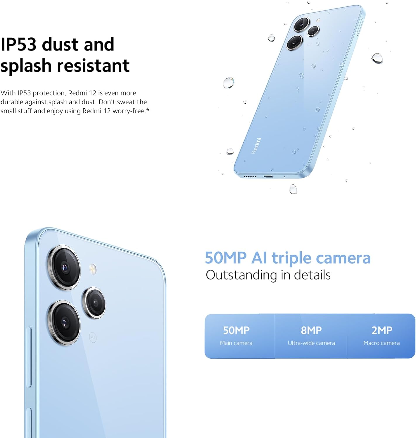 Xiaomi Redmi 12 ( 8GB RAM, 128 Storage) - MediaTek G88 Powerful Processor |50MP High-Resolution main camera | 90 Hz FHD+ AdaptiveSync display | 5000mAh(Typ) High-Capacity battery